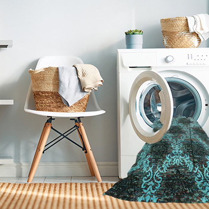 Machine Washable Contemporary Green Rug in a Washing Machine, wshcon1032