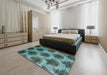 Contemporary Green Modern Rug in a Bedroom, con1032