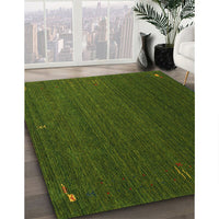 Contemporary Dark Forest Green Modern Rug, con1033