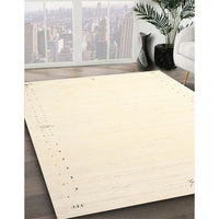 Contemporary Peach Beige Solid Rug, con1034