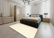 Contemporary Peach Beige Solid Rug in a Bedroom, con1034