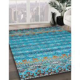 Machine Washable Contemporary Marble Blue Rug in a Family Room, wshcon1035