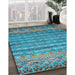 Machine Washable Contemporary Marble Blue Rug in a Family Room, wshcon1035