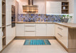 Contemporary Marble Blue Modern Rug in a Kitchen, con1035