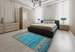 Machine Washable Contemporary Marble Blue Rug in a Bedroom, wshcon1035