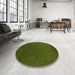 Round Machine Washable Contemporary Army Green Rug in a Office, wshcon1037
