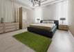 Contemporary Army Green Modern Rug in a Bedroom, con1037