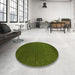 Round Contemporary Army Green Modern Rug in a Office, con1037