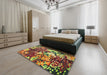 Machine Washable Contemporary Brown Red Rug in a Bedroom, wshcon1039