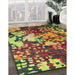 Machine Washable Contemporary Brown Red Rug in a Family Room, wshcon1039