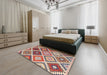 Contemporary Brown Red Southwestern Rug in a Bedroom, con1040