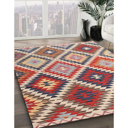 Machine Washable Contemporary Brown Red Rug in a Family Room, wshcon1040
