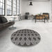 Round Machine Washable Contemporary Gunmetal Gray Rug in a Office, wshcon1041