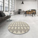 Round Machine Washable Contemporary Rosy Pink Rug in a Office, wshcon1042