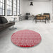 Round Contemporary Red Modern Rug in a Office, con1043