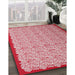 Contemporary Red Modern Rug in Family Room, con1043