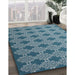 Contemporary Blue Modern Rug in Family Room, con1044