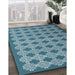 Contemporary Teal Green Modern Rug in Family Room, con1045