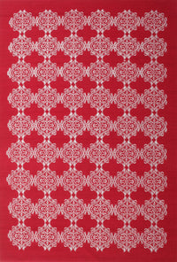 Machine Washable Contemporary Red Rug, wshcon1047