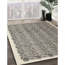 Contemporary Gray Modern Rug in Family Room, con1048