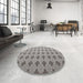 Round Contemporary Sandstone Brown Modern Rug in a Office, con1049