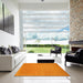 Square Contemporary Neon Orange Modern Rug in a Living Room, con104