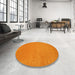 Round Machine Washable Contemporary Neon Orange Rug in a Office, wshcon104