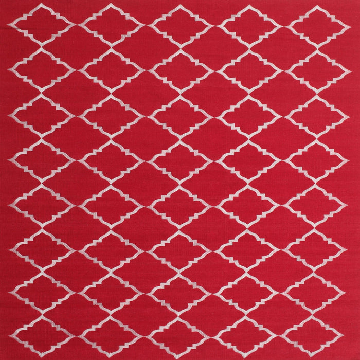Square Contemporary Red Trellis Rug, con1054