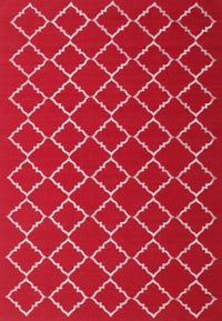 Machine Washable Contemporary Red Rug, wshcon1054