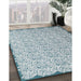 Contemporary Blue Modern Rug in Family Room, con1055