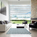 Square Contemporary Blue Modern Rug in a Living Room, con1055