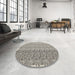 Round Machine Washable Contemporary Sandstone Brown Rug in a Office, wshcon1057