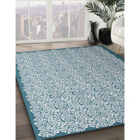 Contemporary Light Steel Blue Modern Rug, con1059