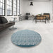 Round Machine Washable Contemporary Light Steel Blue Rug in a Office, wshcon1059