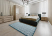 Contemporary Light Steel Blue Modern Rug in a Bedroom, con1059