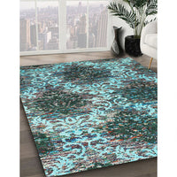 Contemporary Deep Turquoise Green Modern Rug, con1061