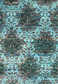 Machine Washable Contemporary Deep Turquoise Green Rug, wshcon1061