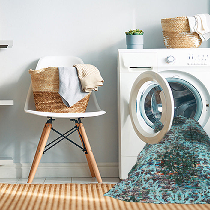 Machine Washable Contemporary Deep Turquoise Green Rug in a Washing Machine, wshcon1061