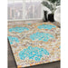 Contemporary Mint Green Modern Rug in Family Room, con1062