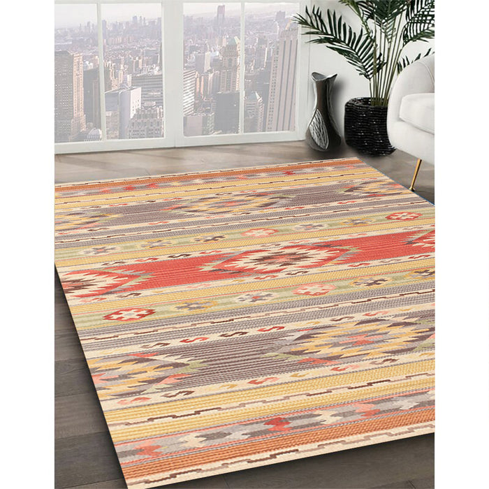 Machine Washable Contemporary Sunrise Orange Rug in a Family Room, wshcon1063