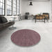 Round Contemporary Tulip Pink Modern Rug in a Office, con1066