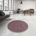 Round Machine Washable Contemporary Tulip Pink Rug in a Office, wshcon1066