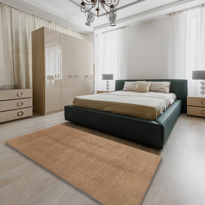 Contemporary Light Brown Modern Rug in a Bedroom, con1068