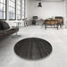 Round Contemporary Charcoal Black Modern Rug in a Office, con106