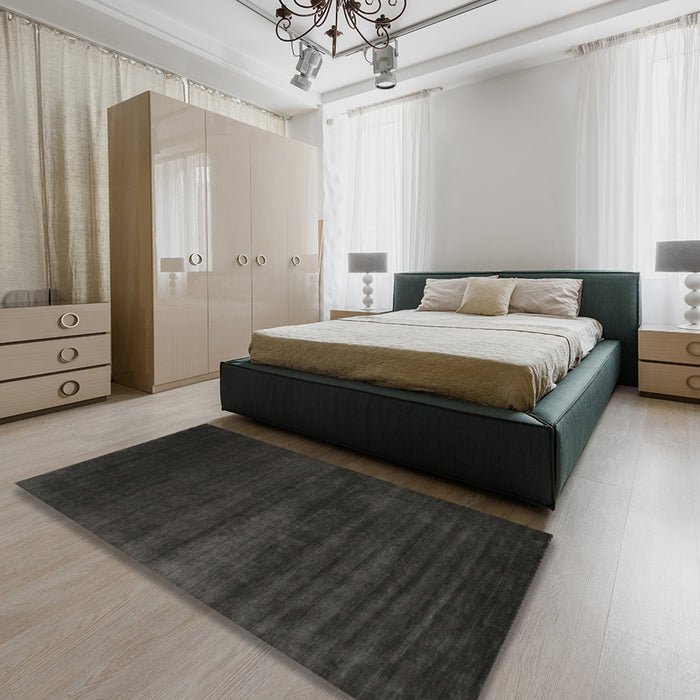 Machine Washable Contemporary Charcoal Black Rug in a Bedroom, wshcon106