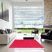 Square Contemporary Red Modern Rug in a Living Room, con1071