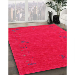 Machine Washable Contemporary Red Rug in a Family Room, wshcon1071