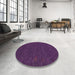 Round Machine Washable Contemporary Bright Grape Purple Rug in a Office, wshcon1072