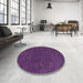Round Machine Washable Contemporary Purple Rug in a Office, wshcon1073