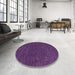 Round Contemporary Purple Modern Rug in a Office, con1073